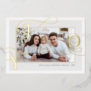 Elegant Gold Joy Family Photo Christmas Holiday
