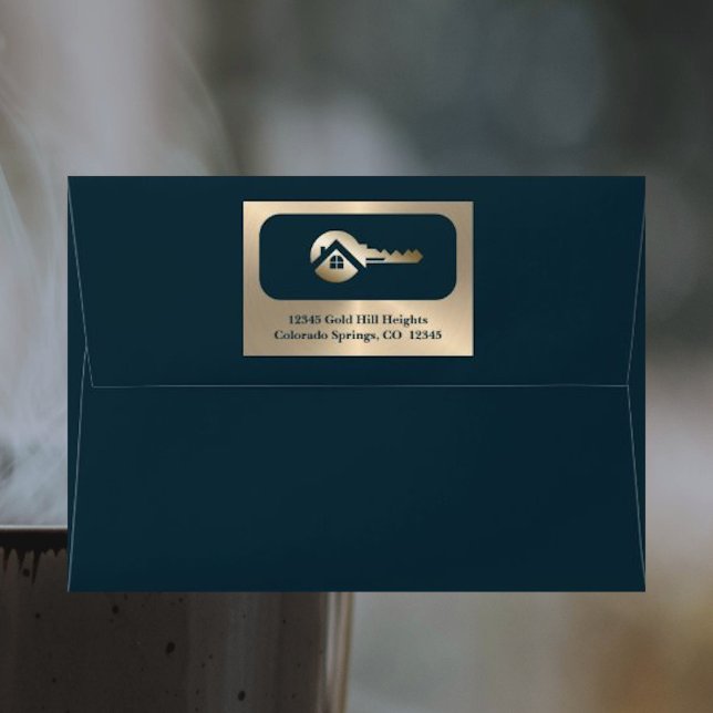 Elegant Gold Key Blue Spruce Realtor A7 Envelope (Creator Uploaded)