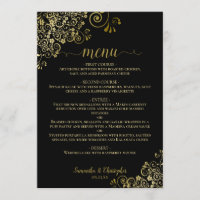 Elegant Gold Lace Frills on Classy Black Wedding