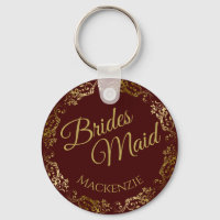 Elegant Gold Lace on Auburn Bridesmaid Wedding