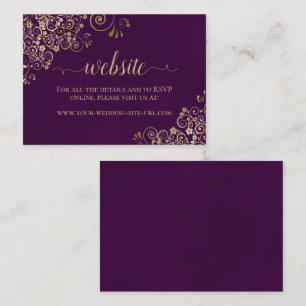 Elegant Gold Lace on Plum Purple Wedding Website Enclosure Card