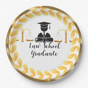 Elegant Gold Law School Graduate Paper Plate