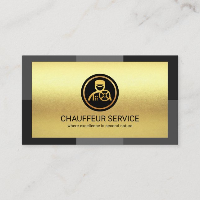 Elegant Gold Layer Grey Monochrome Driver Business Card (Front)