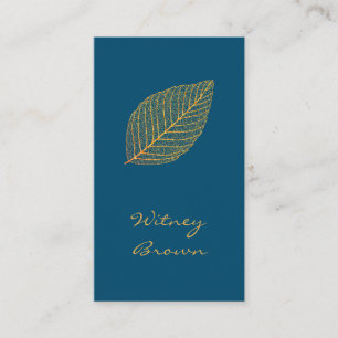 Elegant gold leaf blue foil business card