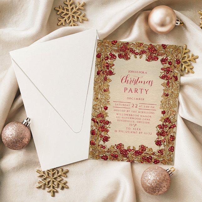 Elegant Gold Leaf Christmas Invitation (Creator Uploaded)