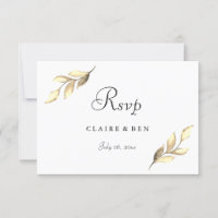 Elegant Gold Leaf Modern Wedding Invite RSVP