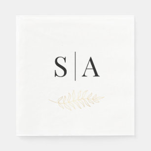 Elegant Gold Leaf Monogram Wedding Napkin
