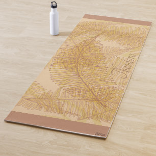 Elegant Gold Leaf Peach Background Yoga Mat