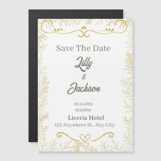 Elegant Gold Leaf Save the Date Card | Modern Wedd