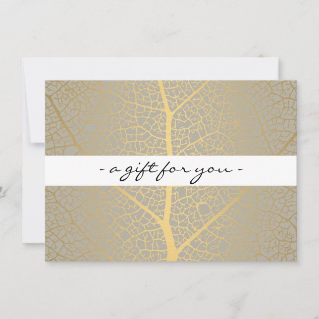 Elegant Gold Leaf Tree Pattern Gift Certificate (Front)