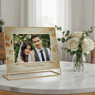 Elegant Gold Leaf Wedding Thank You Postcard    