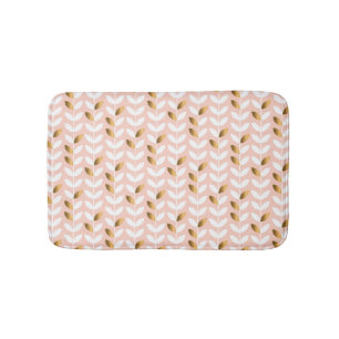 Elegant Gold Leafs: Rosy Vintage. Bath Mat