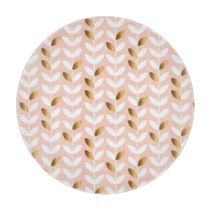 Elegant Gold Leafs: Rosy Vintage. Cutting Board