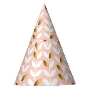 Elegant Gold Leafs: Rosy Vintage. Party Hat