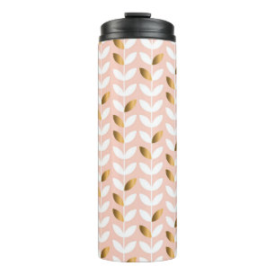 Elegant Gold Leafs: Rosy Vintage. Thermal Tumbler