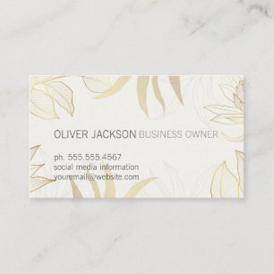 Elegant Gold Leaves Illustration Business Card