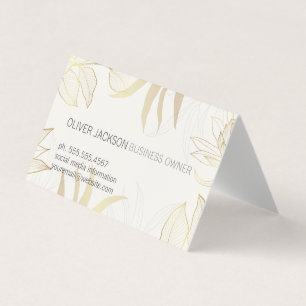 Elegant Gold Leaves Illustration Business Card