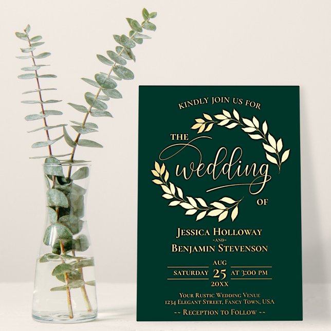 Elegant Gold Leaves on Emerald Green Chic Wedding (Creator Uploaded)