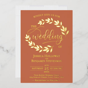 Elegant Gold Leaves on Terracotta Classy Wedding