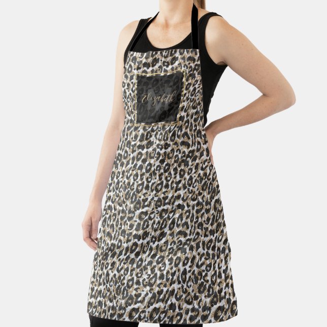 Elegant gold leopard animal print pattern apron (Insitu)