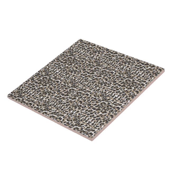 Elegant gold leopard animal print pattern ceramic tile (Side)