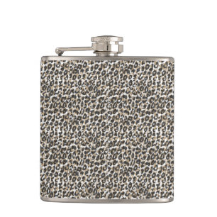 Elegant gold leopard animal print pattern hip flask