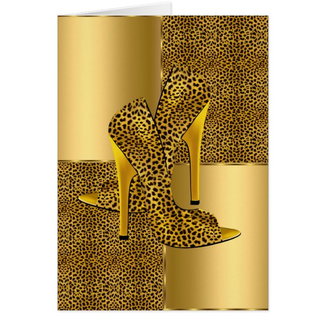 Elegant Gold Leopard High Heel Shoes Animal (Front)
