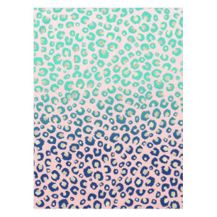 Elegant Gold leopard print Blue Mint Gradient Pink Tablecloth