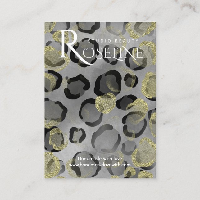 Elegant  Gold Leopard Print Display Card (Front)