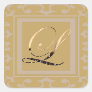 Elegant Gold Letter L Sophisticated Monogram Square Sticker