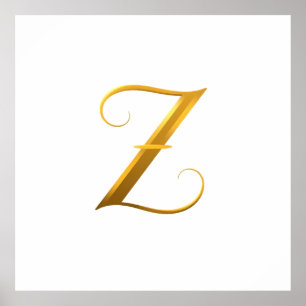 Elegant Gold Letter Z on Light Background Poster