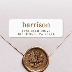 Elegant Gold Lettering Return Address Label