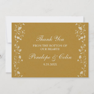 Elegant Gold Library Book Cover Wedding Thank You Card