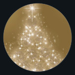Elegant Gold Lighted Christmas Tree Classic Round Sticker<br><div class="desc">Elegant Gold Lighted Christmas Tree</div>