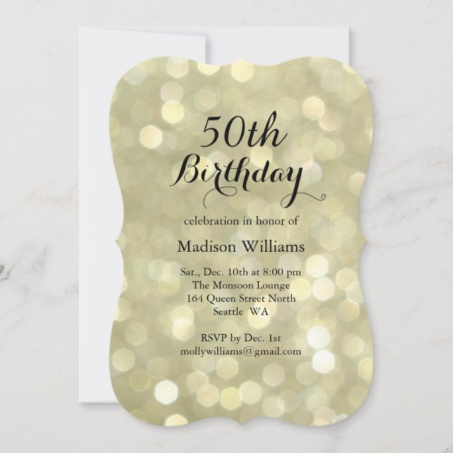 Elegant Gold Lights 50th Birthday Invitation (Front)