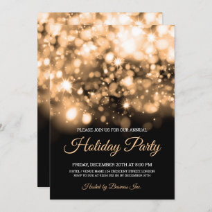 Elegant Gold Lights Corporate Holiday Party Invitation