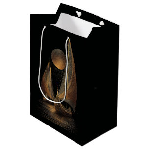 Elegant Gold Line Art Illustration of Longships Medium Gift Bag