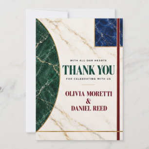 Elegant Gold Line Herbarium Wedding Thank You Card