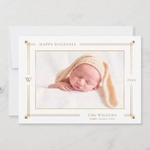 Elegant Gold Lined Border Photo Holiday Card