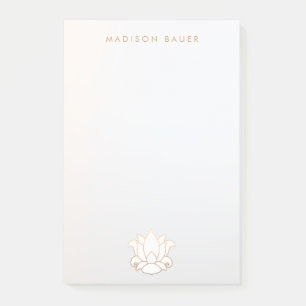 Elegant Gold Lined White Lotus Flower Post-it Notes