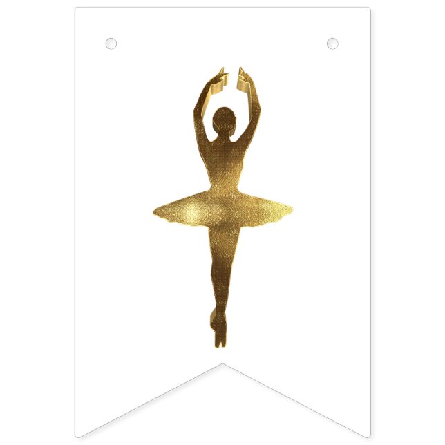 Elegant Gold Look Ballerina Ballet Dancer Party Bunting (First Flag)