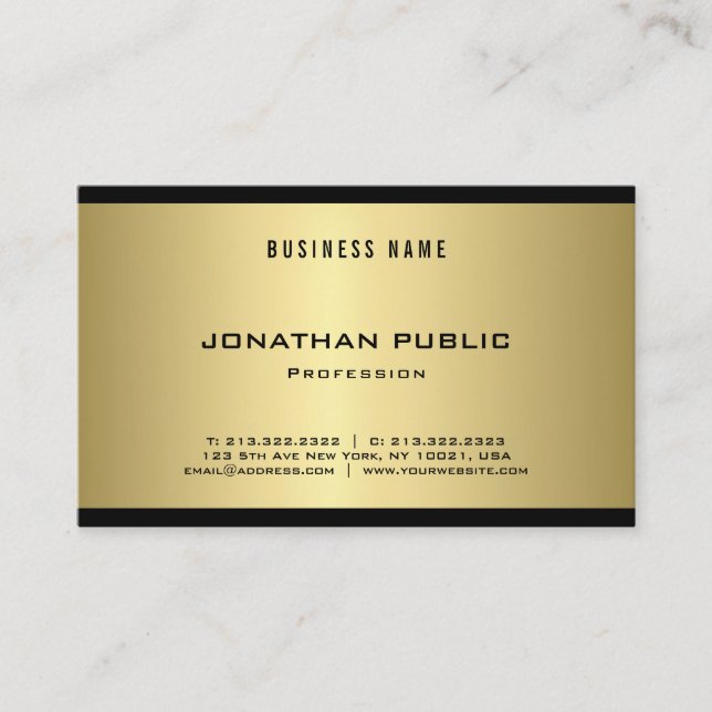 Elegant Gold Look Modern Cool Plain Luxury Trendy Business Card (Front)