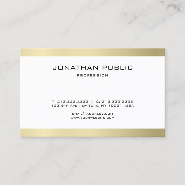 Elegant Gold Look Modern Simple Plain Trendy Luxe Business Card (Front)
