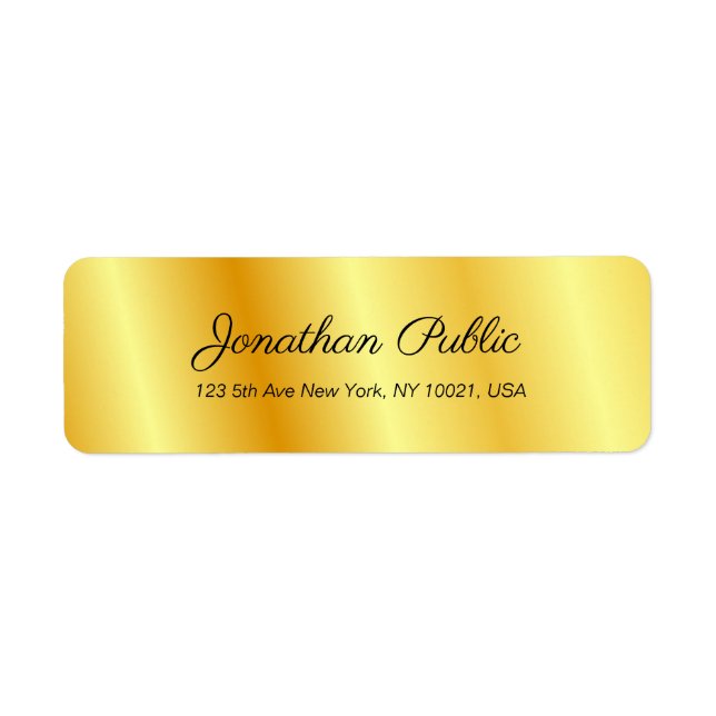 Elegant Gold Look Modern Template Calligraphed Return Address Label (Front)