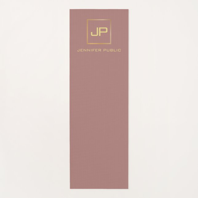 Elegant Gold Look Monogrammed Fitness Template Yoga Mat (Front)