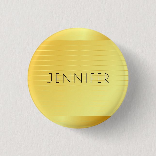 Elegant Gold Look Personalised Modern Template 3 Cm Round Badge (Front)