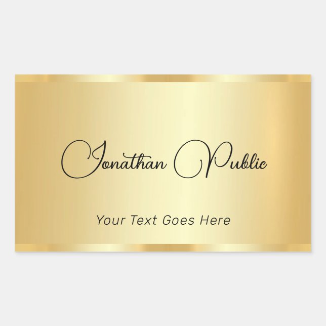 Elegant Gold Look Script Template Typography Rectangular Sticker (Front)