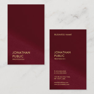 Elegant Gold Look Text Template Burgundy Red Business Card