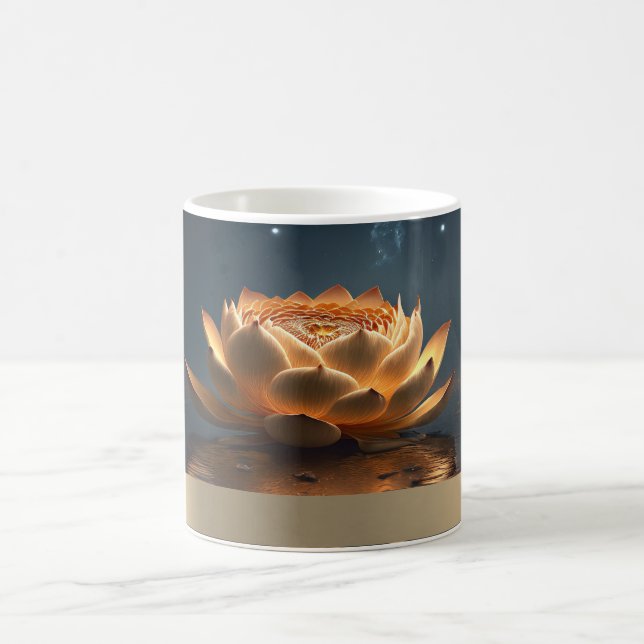 Elegant Gold Lotus Dark Yoga  Coffee Mug (Center)