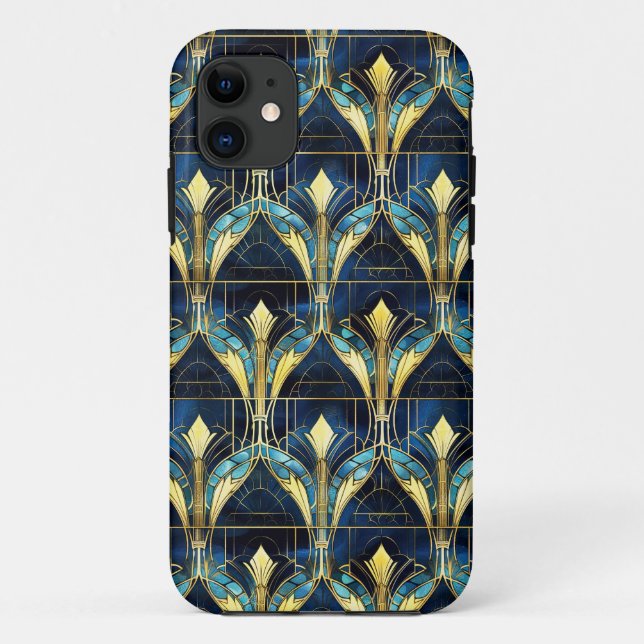Elegant Gold Lotus Faux Stained Glass Pattern Case-Mate iPhone Case (Back)